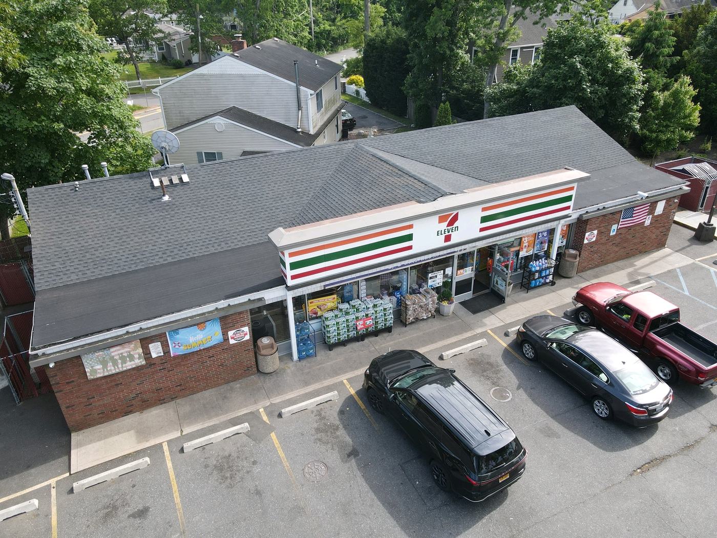 Completed commercial storefront roofing project